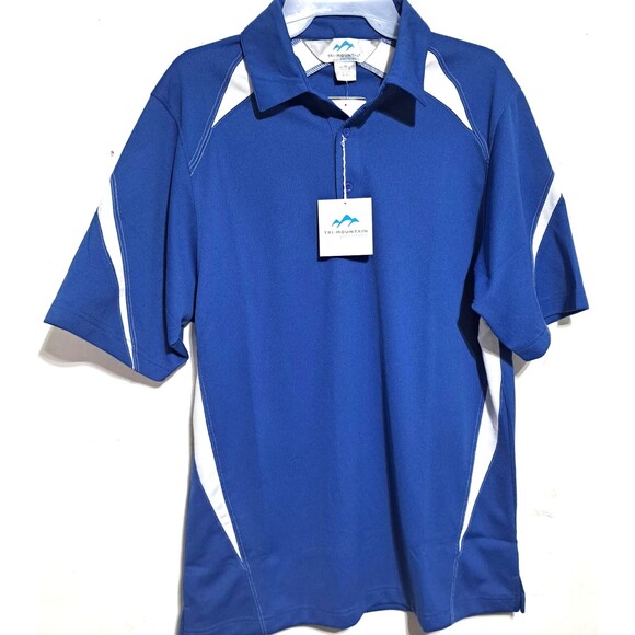Other - TRI-MOUNTAIN PERFORMANCE Short Sleeve Blue Polo Shirt Moisture wicking Size S